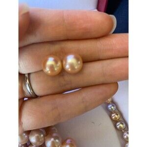 Pink Fresh water pearl earring stud 10mm